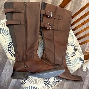 Ecco Dark Brown Leather Heeled Boots